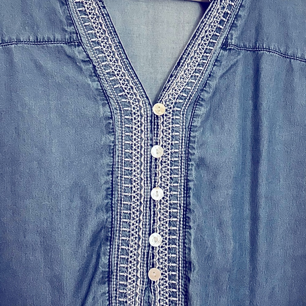 Chambray Denim Embroidered blouse